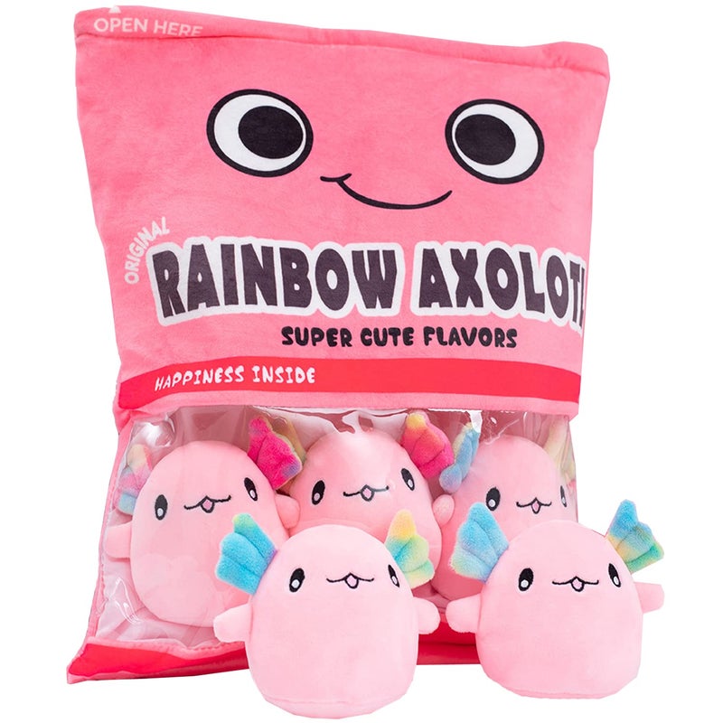 REFAHB Cute Axolotl Plush Toy Removable Salamander Animal Stuffed Plush Pillow Kawaii Plush Cushion Toy Game for Kids Girls Birthday Gift 6pcs a Bag Pink - Image 3