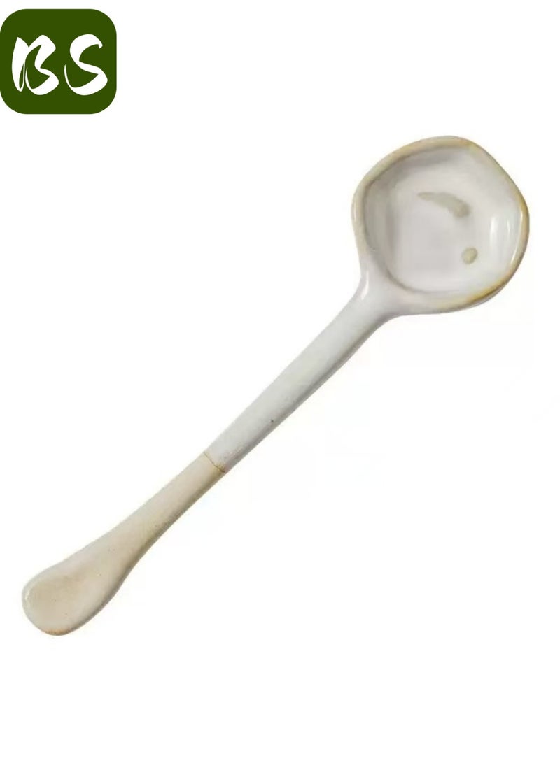 بي إس طقم ملاعق قهوة سيراميك عتيقة مكون من قطعتين | بمقبض طويل | لخلط الشاي أو القهوة | الحلوى | الصلصة | الحساء | أدوات مائدة أنيقة عالية الجودة | تصميم بسيط - Image 4