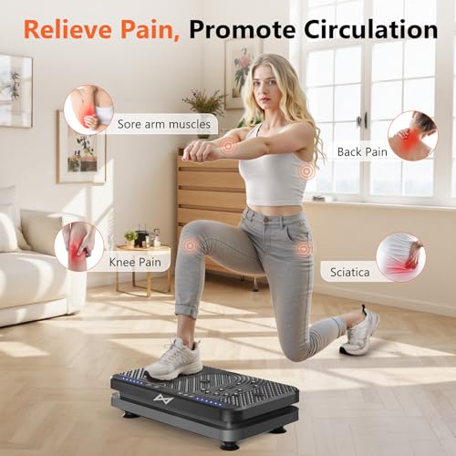 AXV Vibration Plate Fitness Platform Exercise Machine Vibrating Shaking Full Body Shaker Workout Vibrate Stand Shake Board Sport Gym for Weight Loss Fat Burner for Women Men - Image 2