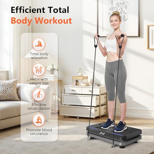 AXV Vibration Plate Fitness Platform Exercise Machine Vibrating Shaking Full Body Shaker Workout Vibrate Stand Shake Board Sport Gym for Weight Loss Fat Burner for Women Men - Image 5