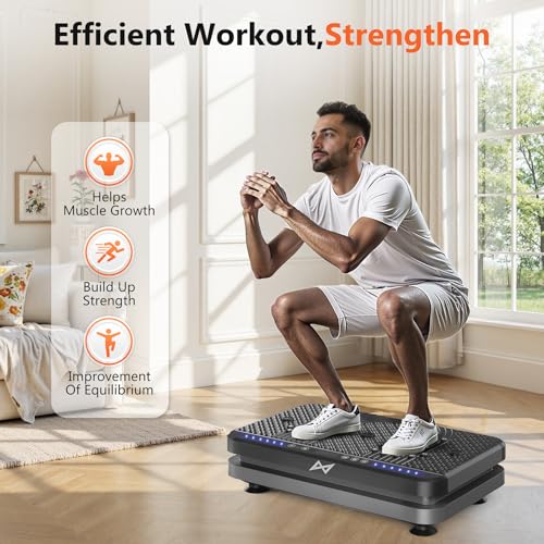 AXV Vibration Plate Fitness Platform Exercise Machine Vibrating Shaking Full Body Shaker Workout Vibrate Stand Shake Board Sport Gym for Weight Loss Fat Burner for Women Men - Image 3