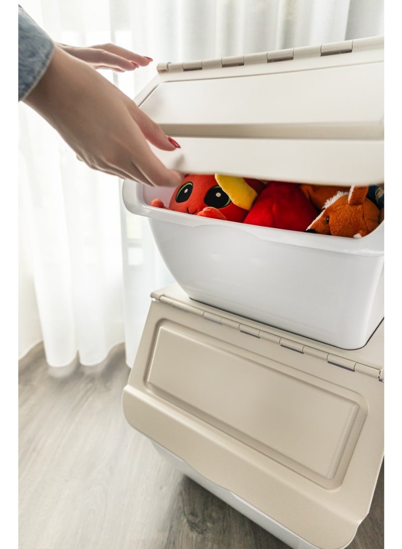 يونيون حاوية بلاستيكية قابلة للتكديس، لون بيج، سعة 36 لترًا - Image 3