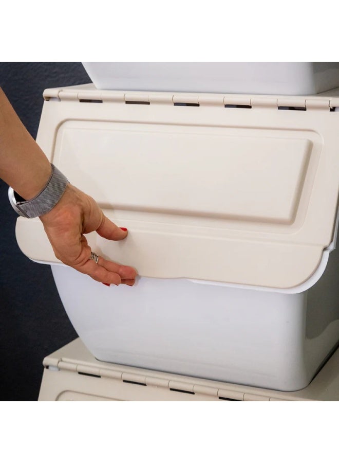 يونيون حاوية بلاستيكية قابلة للتكديس، لون بيج، سعة 36 لترًا - Image 4