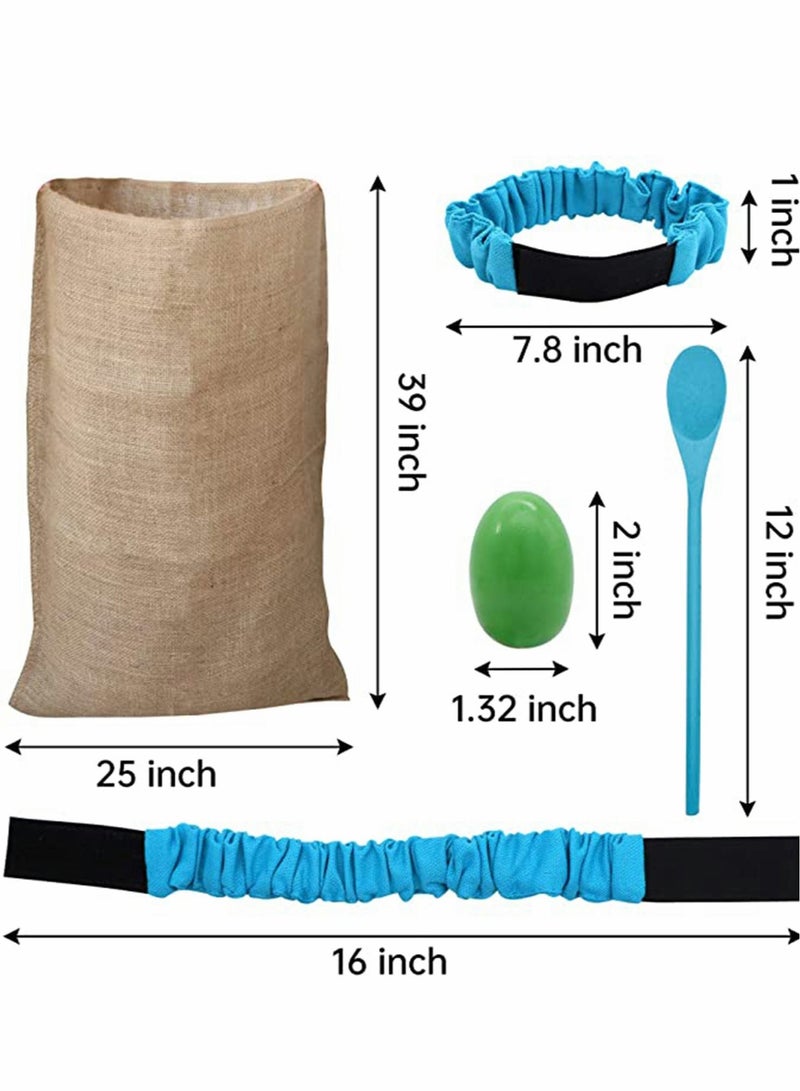 Excefore Outdoor Game 6 Player Carnival Games Potato Sack Race Bags, Egg and Spoon Race, Legged Relay Race Bands Elastic Tie Rope Birthday Party Lawn Games - Image 5