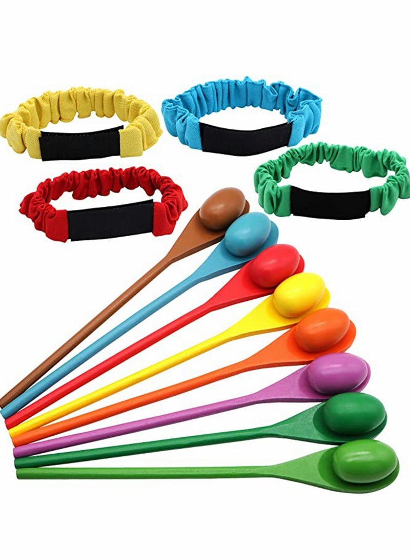 Excefore Outdoor Game 6 Player Carnival Games Potato Sack Race Bags, Egg and Spoon Race, Legged Relay Race Bands Elastic Tie Rope Birthday Party Lawn Games - Image 3