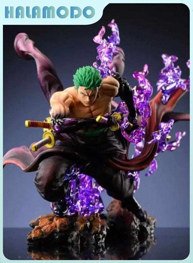 HALAMODO One Piece 17cm Roronoa Zoro Drifting Action Figure，Anime Model with Dynamic Pose, Desk Ornament and Perfect Birthday Gift  - Image 2