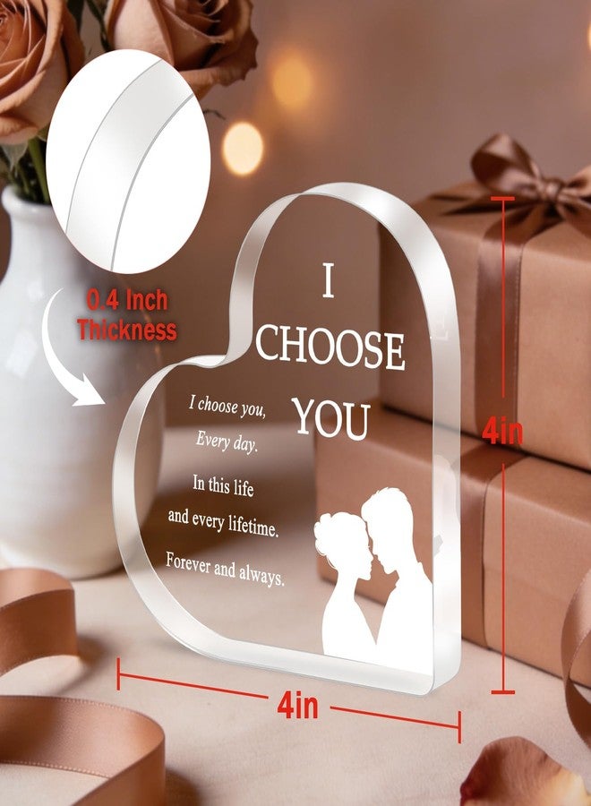 iLifemate Valentine’s Day Gifts for Her Him, I Choose You Gifts for Girlfriend Boyfriend Wife Husband - Acrylic Heart Plaque Romantic Gifts, Anniversary Wedding Birthday Decor - Image 5