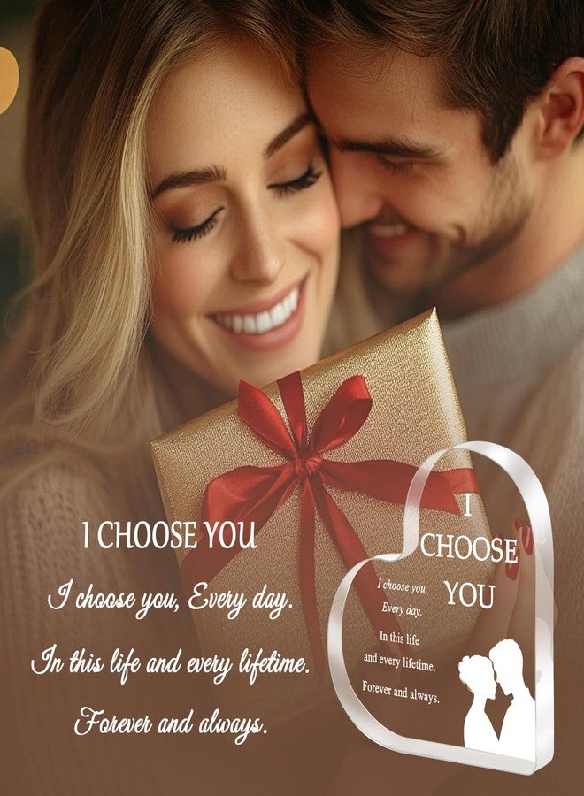 iLifemate Valentine’s Day Gifts for Her Him, I Choose You Gifts for Girlfriend Boyfriend Wife Husband - Acrylic Heart Plaque Romantic Gifts, Anniversary Wedding Birthday Decor - Image 2