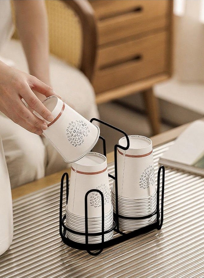 رف تخزين الأكواب الحديدي، حامل أكواب ورقية متعدد الوظائف مفتوح للاستخدام مرة واحدة، مناسب لأكواب القهوة وأكواب الشاي بالحليب، مثالي لتخزين البار والمطبخ - Image 3