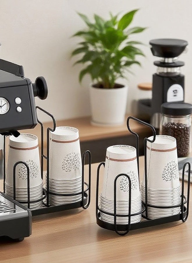 رف تخزين الأكواب الحديدي، حامل أكواب ورقية متعدد الوظائف مفتوح للاستخدام مرة واحدة، مناسب لأكواب القهوة وأكواب الشاي بالحليب، مثالي لتخزين البار والمطبخ - Image 4