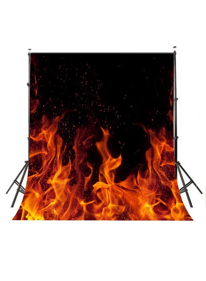 LYLYCTY Raging Dancing Fire Photography Backdrops 5x7ft Black Background for Picture Photo Studio Props dw225 - Image 1