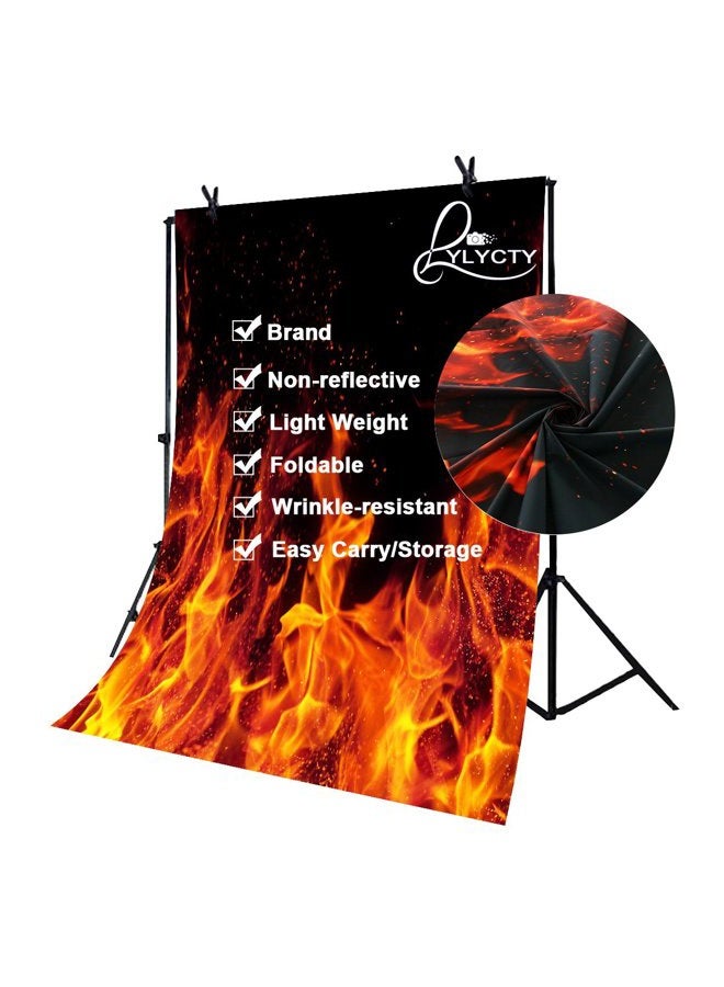 LYLYCTY Raging Dancing Fire Photography Backdrops 5x7ft Black Background for Picture Photo Studio Props dw225 - Image 4