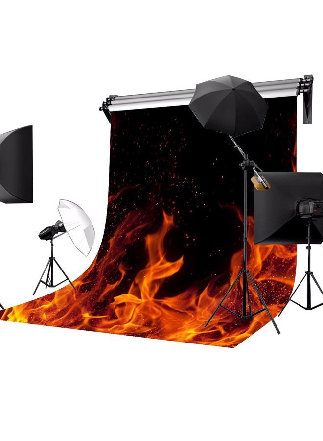 LYLYCTY Raging Dancing Fire Photography Backdrops 5x7ft Black Background for Picture Photo Studio Props dw225 - Image 2