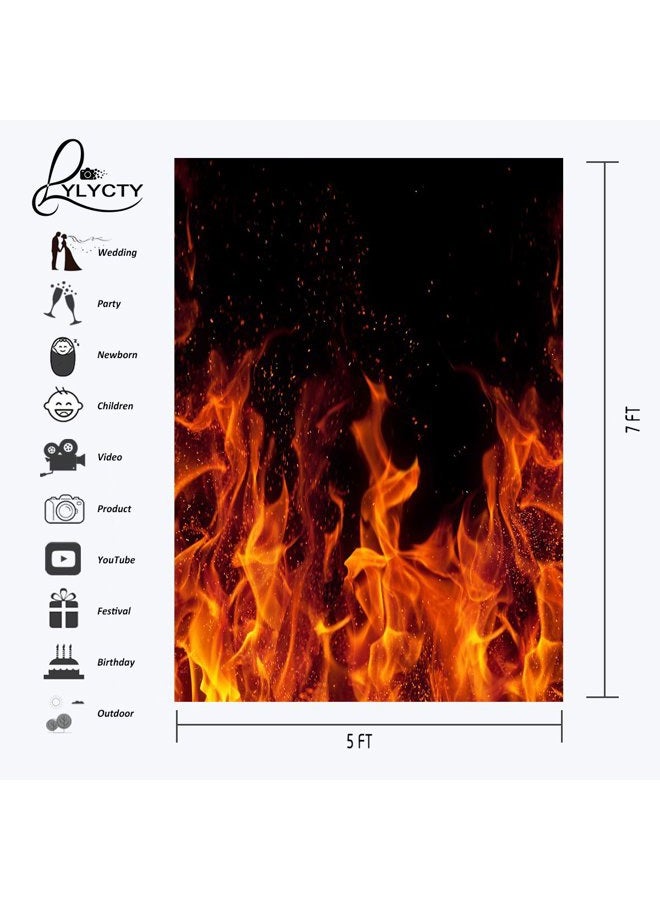 LYLYCTY Raging Dancing Fire Photography Backdrops 5x7ft Black Background for Picture Photo Studio Props dw225 - Image 3