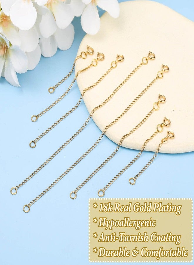 Anezus 8PCS Gold Necklace Extenders, 18K Gold Plated Jewelry Extenders Extension Chain for Necklaces, Bracelets and Anklets (Assorted Sizes) - Image 3