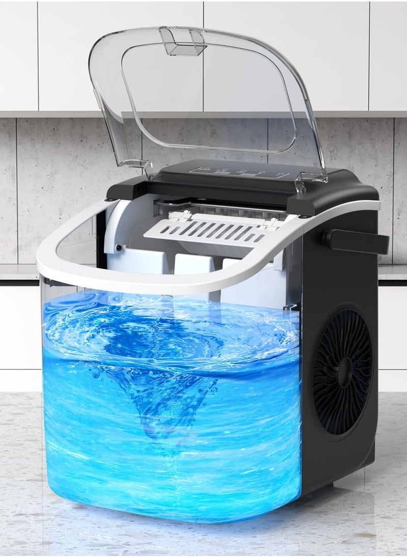 Generic Ice Maker Countertop with Handle, Self-Cleaning Ice Maker with Scoop and Basket, 9 Cubes in 6 Mins, 10Kg/24H, Portable Small Ice Machine with Scoop and Basket for Home kitchen Office Party  - Image 2