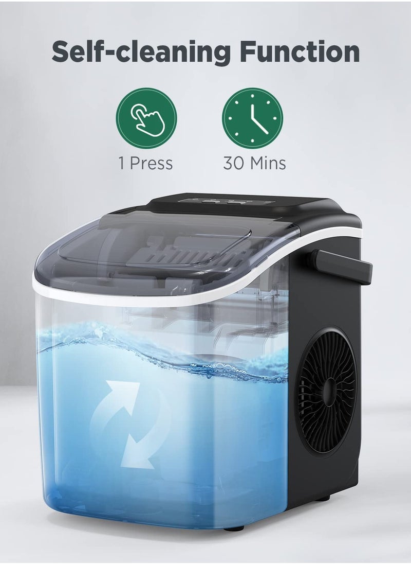 Generic Ice Maker Countertop with Handle, Self-Cleaning Ice Maker with Scoop and Basket, 9 Cubes in 6 Mins, 10Kg/24H, Portable Small Ice Machine with Scoop and Basket for Home kitchen Office Party  - Image 3