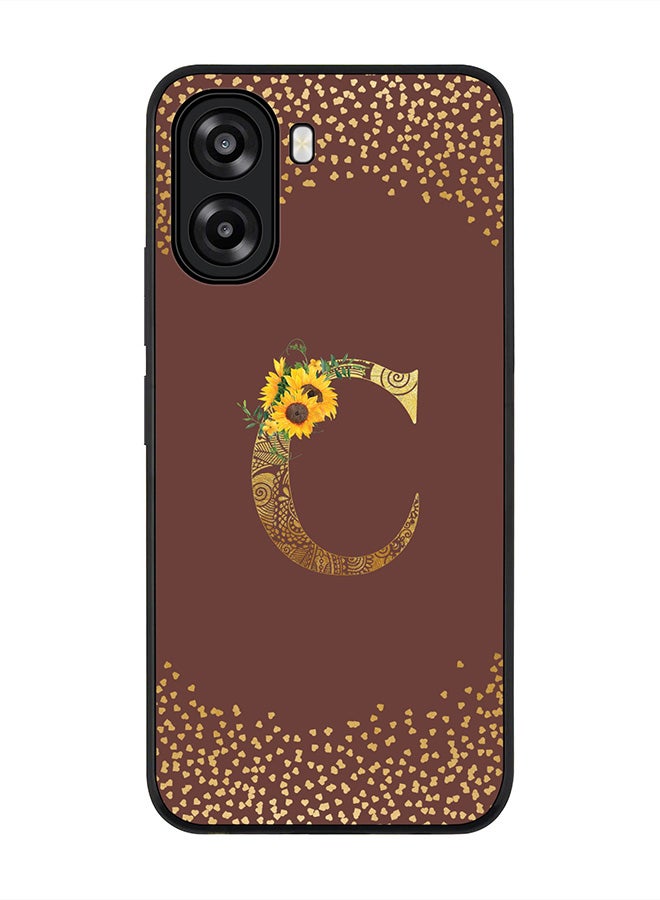 Stylizedd For Oppo A6x 5G / A6x 4G Case,Slim fit Camera Protection, Shockproof Thin Phone cover  - Custom Floral Monogram - C  (Brown ) - Image 1