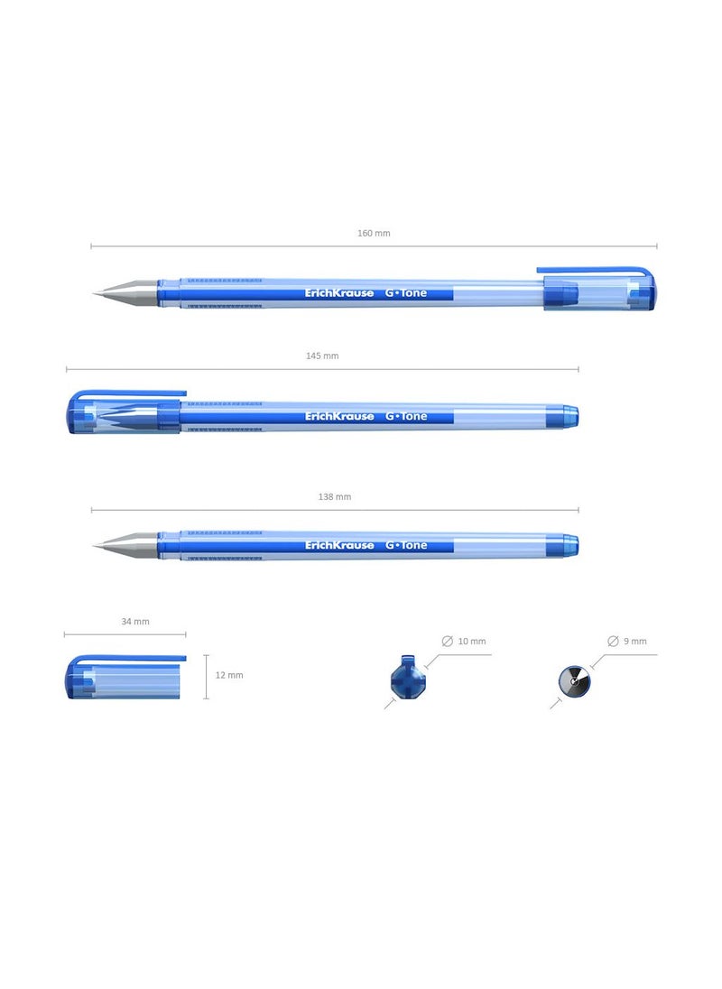 ErichKrause Gel ink pen G-Tone Stick Original 0.5, ink color: blue (box 12 pcs.)  - Image 4