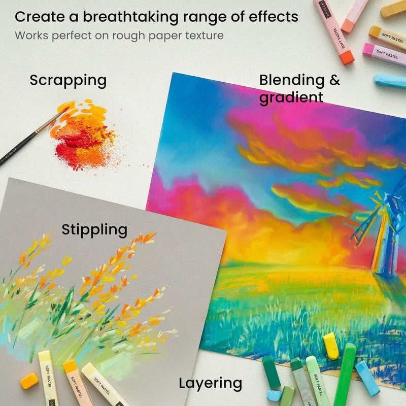 ARTEZA Soft Pastels for Artists, Set of 72 Chalk Pastels for Artists Sticks, Chalk Crayons Art Supplies for Drawing, Blending, Layering, and Shading - Image 4