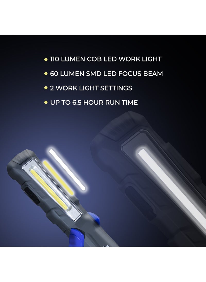 توبيز أضواء فحص مصباح ورشة عمل COB LED الجديدة من توبي مع خطاف وحامل مغناطيسي مصباح تخييم LED مزدوج الطاقة للتخييم في ورشة إصلاح السيارات (T18)  - Image 2