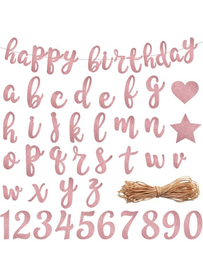 170 Pieces Custom Banner Kit Glitter Banner Letters With Numbers And Symbols Personalized Make Your Own Diy Banner With Rope For Birthday Wedding Baby Showers Party Decorations (Rose Gold)