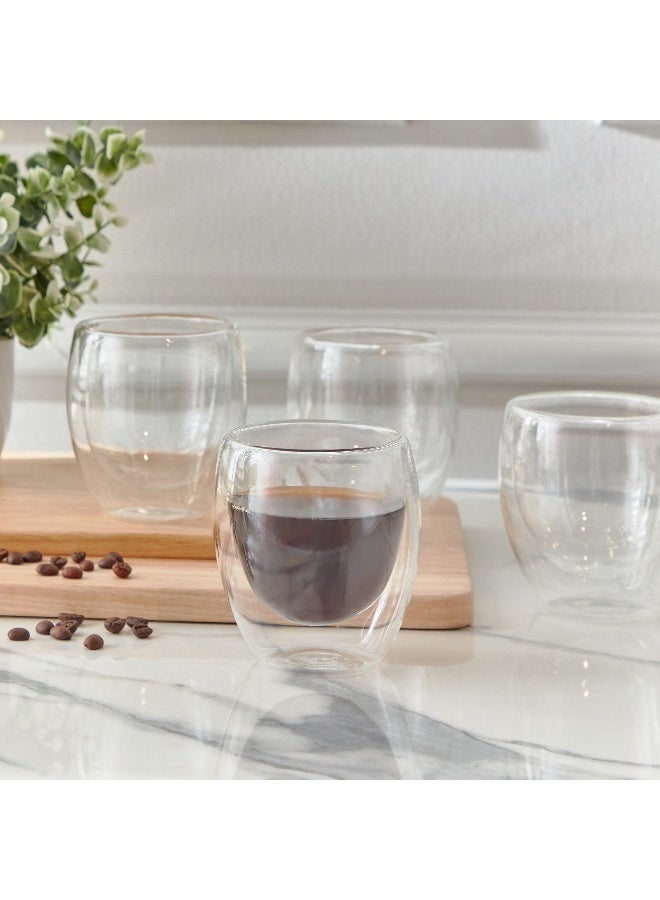 Home Box مجموعة أكواب زجاجية مزدوجة الجدار 4 قطع سعة 250 مل - Image 3