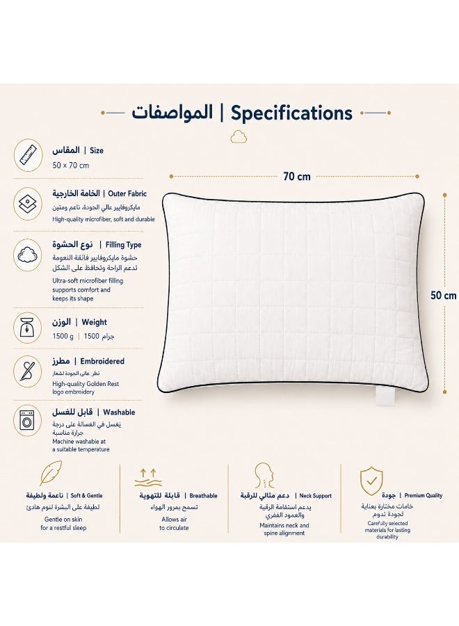 Premium Microfiber Pillow GOLDEN REST – Soft, Comfortable, Washable Neck Support pillow - Image 5