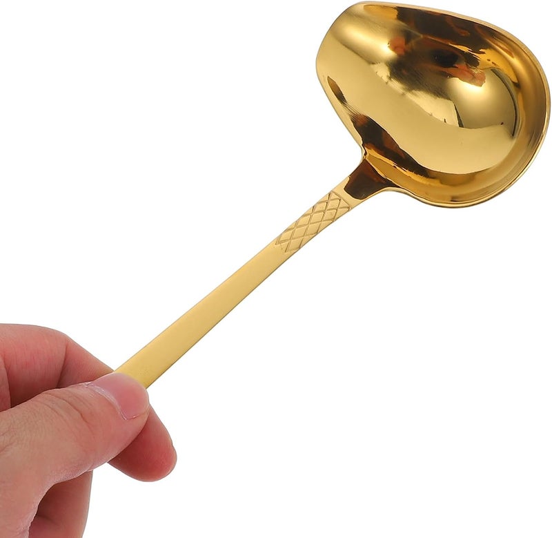 ABOOFAN Gold Stainless Steel Gravy Ladle with Spout, Mini Sauce Drizzle Spoon for Kitchen and Dining, 304 Thickened Metal Serving Utensil for Salad Dressing and Soup, - Image 2