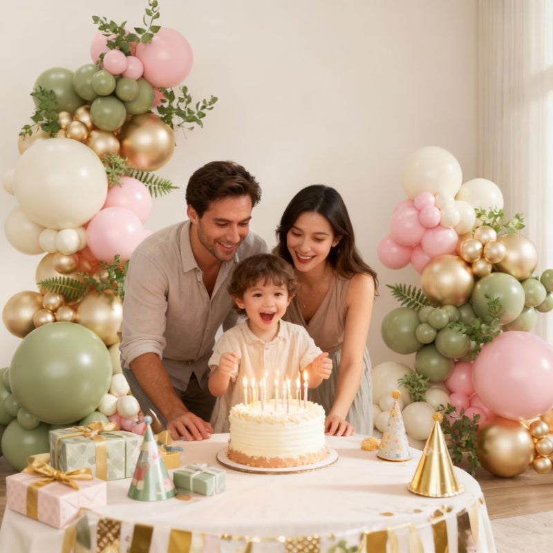 JOYFLOAT Sage Green Pink Gold Balloon Arch Kit, 128Pcs Sage Green Pastel Pink Light Pink Gold Sand White Balloons for Boho Baby Shower Wedding Bridal Shower Gender Reveal Birthday Party Decorations - Image 5