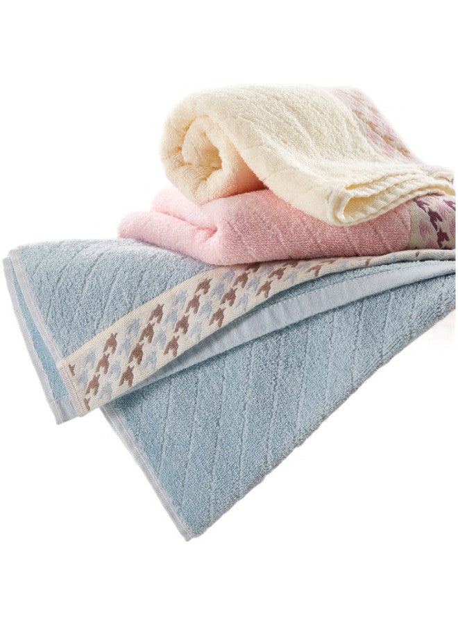 Grace Towel And Home Textile, Xinjiang Cotton Houndstooth Face Towel, Thickened Absorbent Face Cleaning Towel, Pack Of Three, Red/Blue/Beige - Image 2