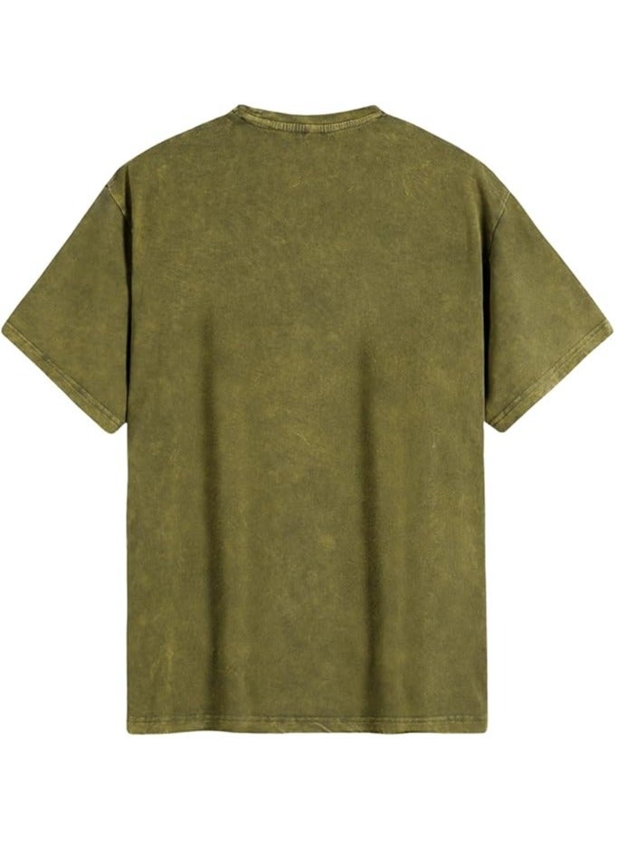 UD Men's Oversized Cotton T-shirt,Olive Green, XL size - Image 2