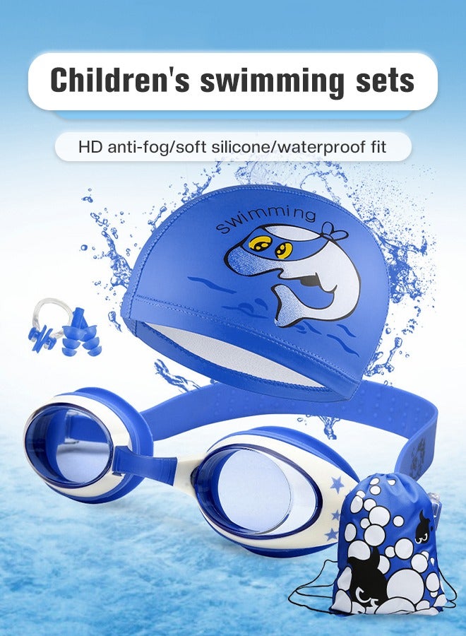 GROIC 5-PCs Kids Swim Set Including Kids Swim Goggles, Swimming Caps, Ear Plug, Nose Clip and Storage Bag, Anti Fog Swim Goggles with Silicone Nose Clip Ear Plugs for Kids Age 3-12 - Image 2