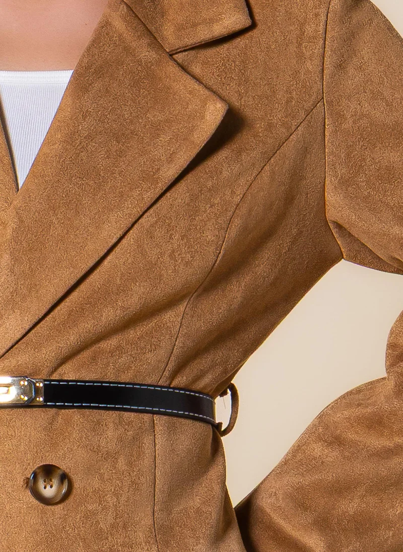 SHAPES BELTED SUEDE BLAZER SET