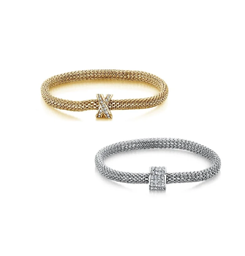 BUCKLEY LONDON BUCKLEY LONDON XO CHARM BRACELET DUO - GOLD KISS + RHODIUM BARREL
