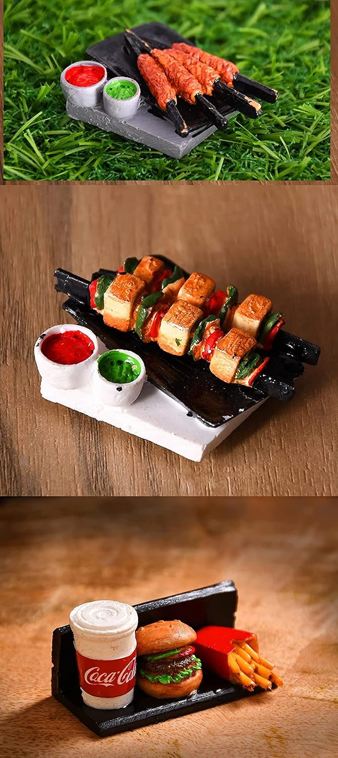 DT DECTONE Fast Food and Grilled Food Fridge Magnet Miniature Food 3D Fridge Magnet Best Souvenir Gift 100 Made in India Set of 3 Magnets - Image 1