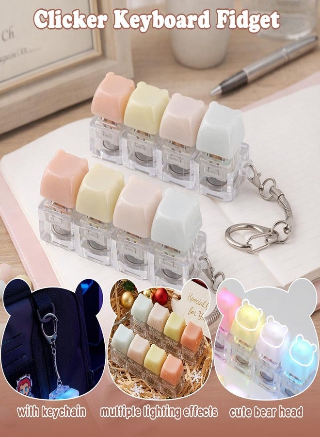 Tsungup 2 PCS Keyboard Fidget Toy Light-Up, Keyboard Fidget Keychain with LED Light, Cute Creamy Translucent Bear Keyboard Clicker Fidget 4-in-1 Button for Adults Anxiety & Sensory Stress Relief - Image 3