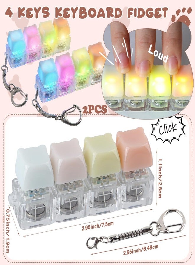 Tsungup 2 PCS Keyboard Fidget Toy Light-Up, Keyboard Fidget Keychain with LED Light, Cute Creamy Translucent Bear Keyboard Clicker Fidget 4-in-1 Button for Adults Anxiety & Sensory Stress Relief - Image 2