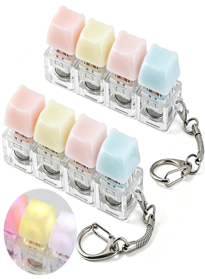 Tsungup 2 PCS Keyboard Fidget Toy Light-Up, Keyboard Fidget Keychain with LED Light, Cute Creamy Translucent Bear Keyboard Clicker Fidget 4-in-1 Button for Adults Anxiety & Sensory Stress Relief - Image 1