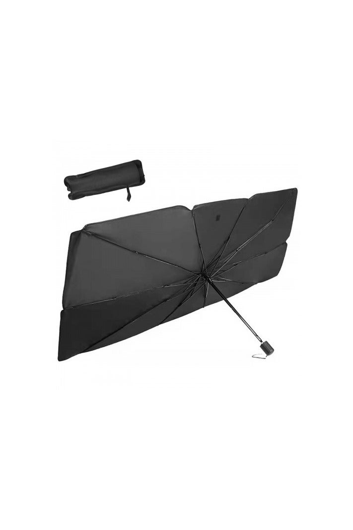 مظلة شمسية قابلة للطي للزجاج الأمامي للسيارة، مع طلاء فضي من التيتانيوم، عاكس للأشعة فوق البنفسجية والحرارة، تناسب معظم المركبات، 140×78 سم - Image 1