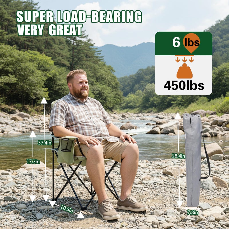 XMT Portable Outdoor Folding Chair with Cup Holder & Cooler Bag - Breathable Mesh, Wide Armrests, Ergonomic Design for Camping, Beach, Backyard - Includes Storage Bag & Bottle Opener (Black/Green/Red) - Image 3