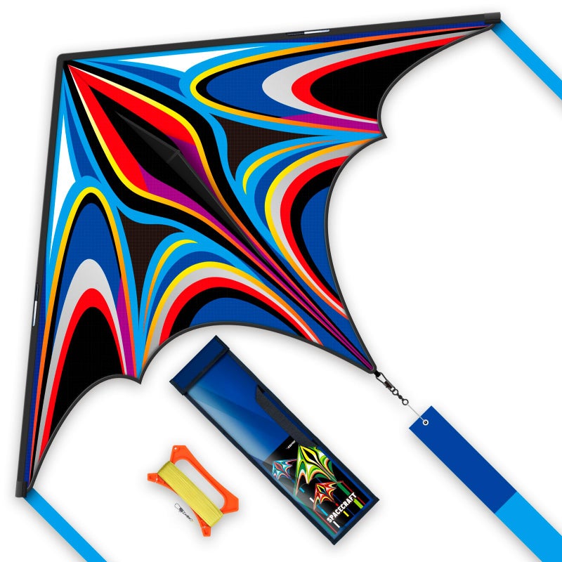 SGftre Blue Large Delta Kites Flying Toys Easy to FlyHuge Kite for Kids and AdultsComes with 328ft String Kites HandleBeach Kite Family Outdoor Toy Power TriancleBlue - Image 2
