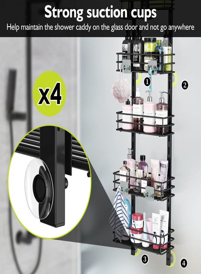 Orimade Over the Door Shower Caddy Adjustable 5 Tier Black,Bathroom Hanging Organizer Shelf Rustproof with 4 Hooks,Shower Basket with Soap Holder and Suction Cup - Image 3