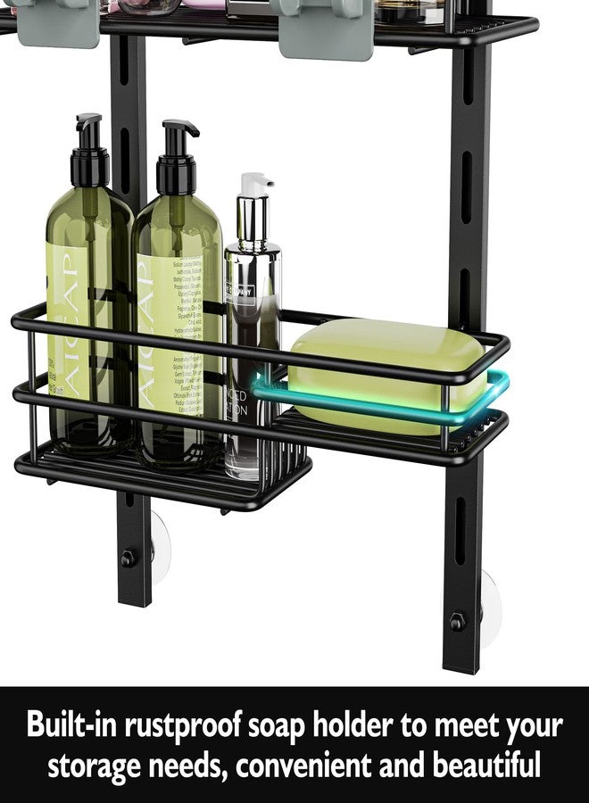 Orimade Over the Door Shower Caddy Adjustable 5 Tier Black,Bathroom Hanging Organizer Shelf Rustproof with 4 Hooks,Shower Basket with Soap Holder and Suction Cup - Image 5