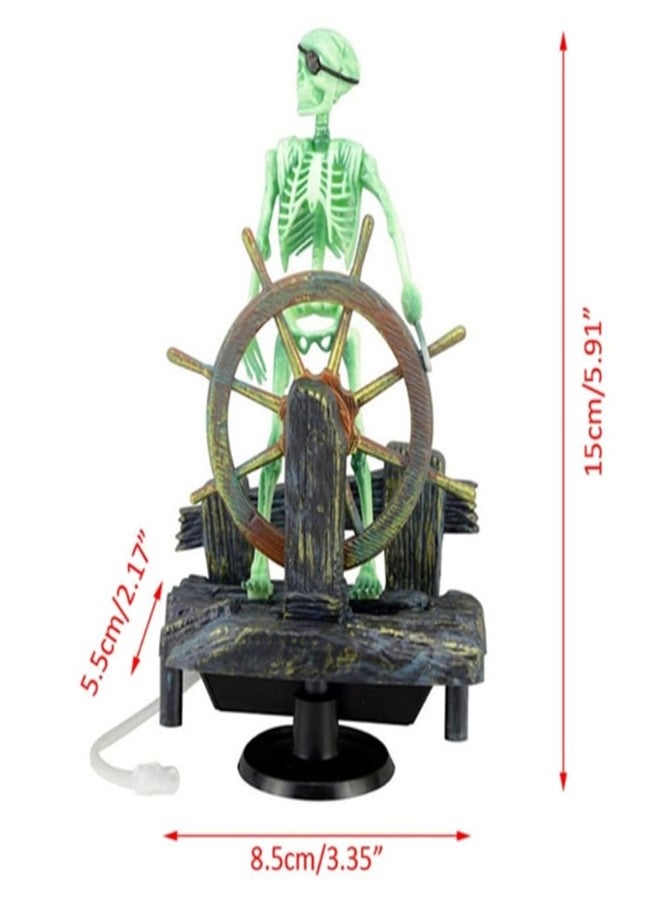 آيتش زينة حوض السمك من إيتش، قبطان قرصان، هيكل عظمي لبحار، ديكور حوض السمك، زينة مائية تعمل بالهواء تحت الماء لحوض صيد الأسماك المنزلي/الفنون والحرف اليدوية/الديكور (أخضر) - Image 2