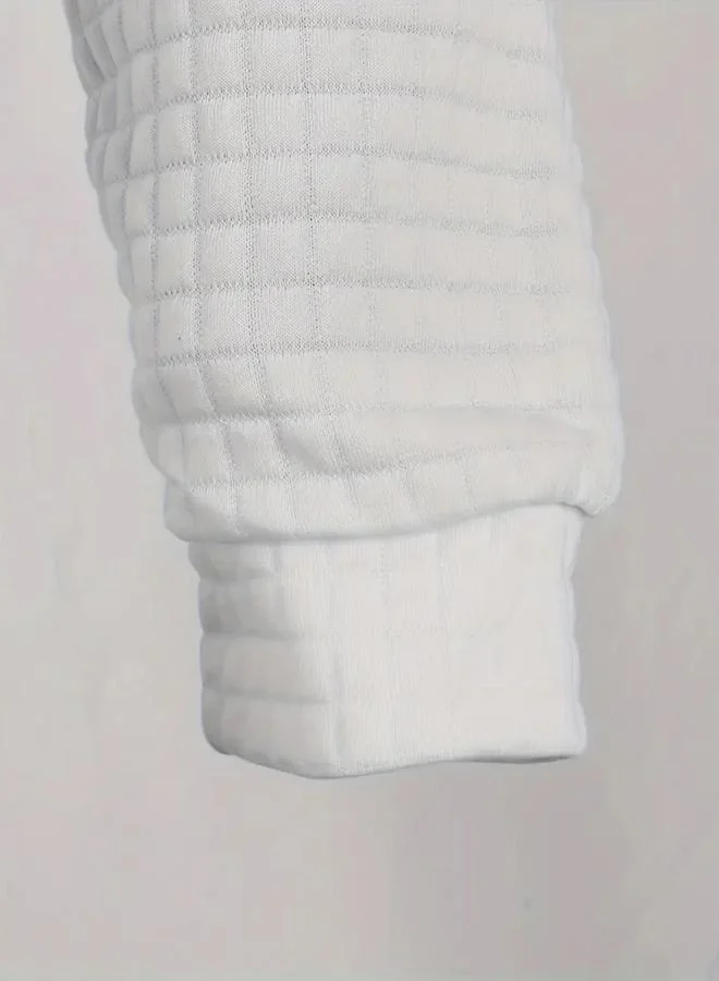Take Two White Take Two Men White Textured Pullover Hoodie for Men | Best Price UAE
