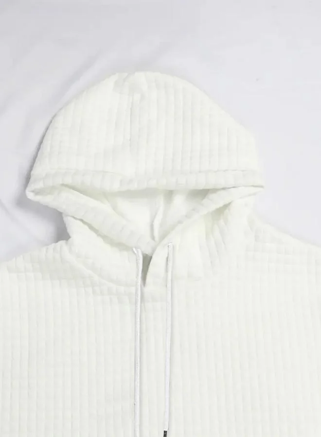 Take Two White Take Two Men White Textured Pullover Hoodie for Men | Best Price UAE