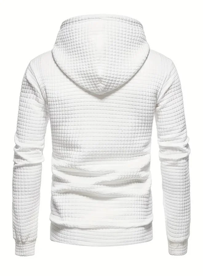 Take Two White Take Two Men White Textured Pullover Hoodie for Men | Best Price UAE