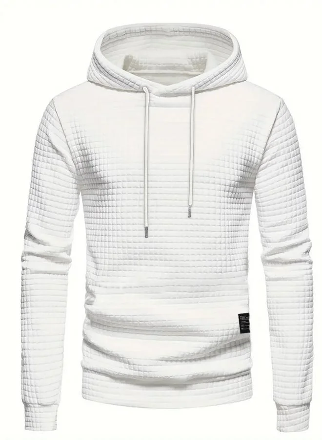 Take Two Take Two Men White Textured Pullover Hoodie