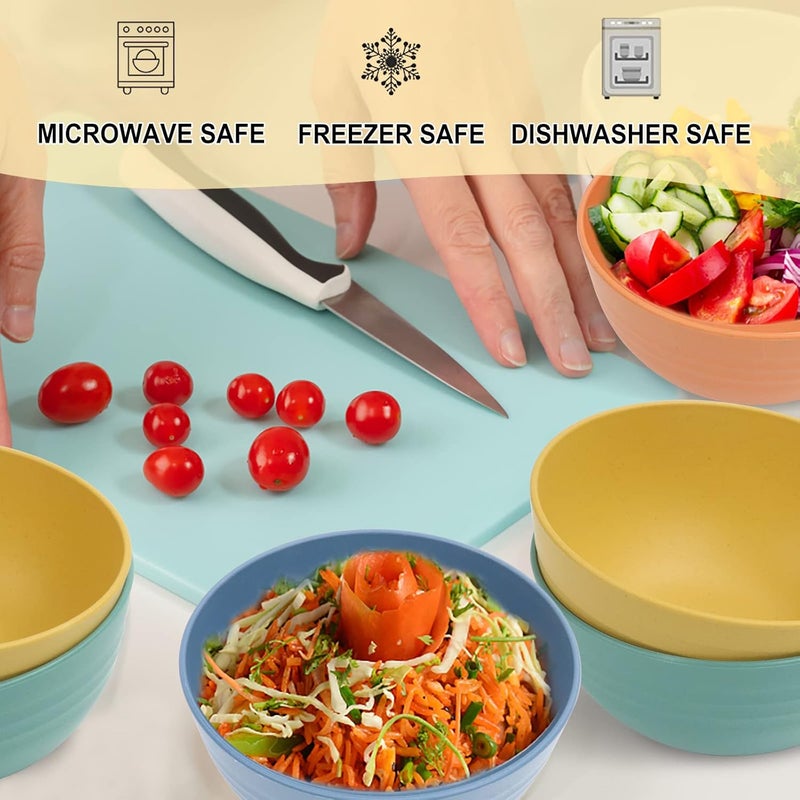 Wrova Wheat Straw Bowl Sets8 PCS Unbreakable Cereal Bowl 26 OZMicrowave and Dishwasher Safe BowlsBowl Sets for Camping and Picnic BPA Free Colorful Salad Bowls for Serving SoupOatmeal and Fruit Etc - Image 5